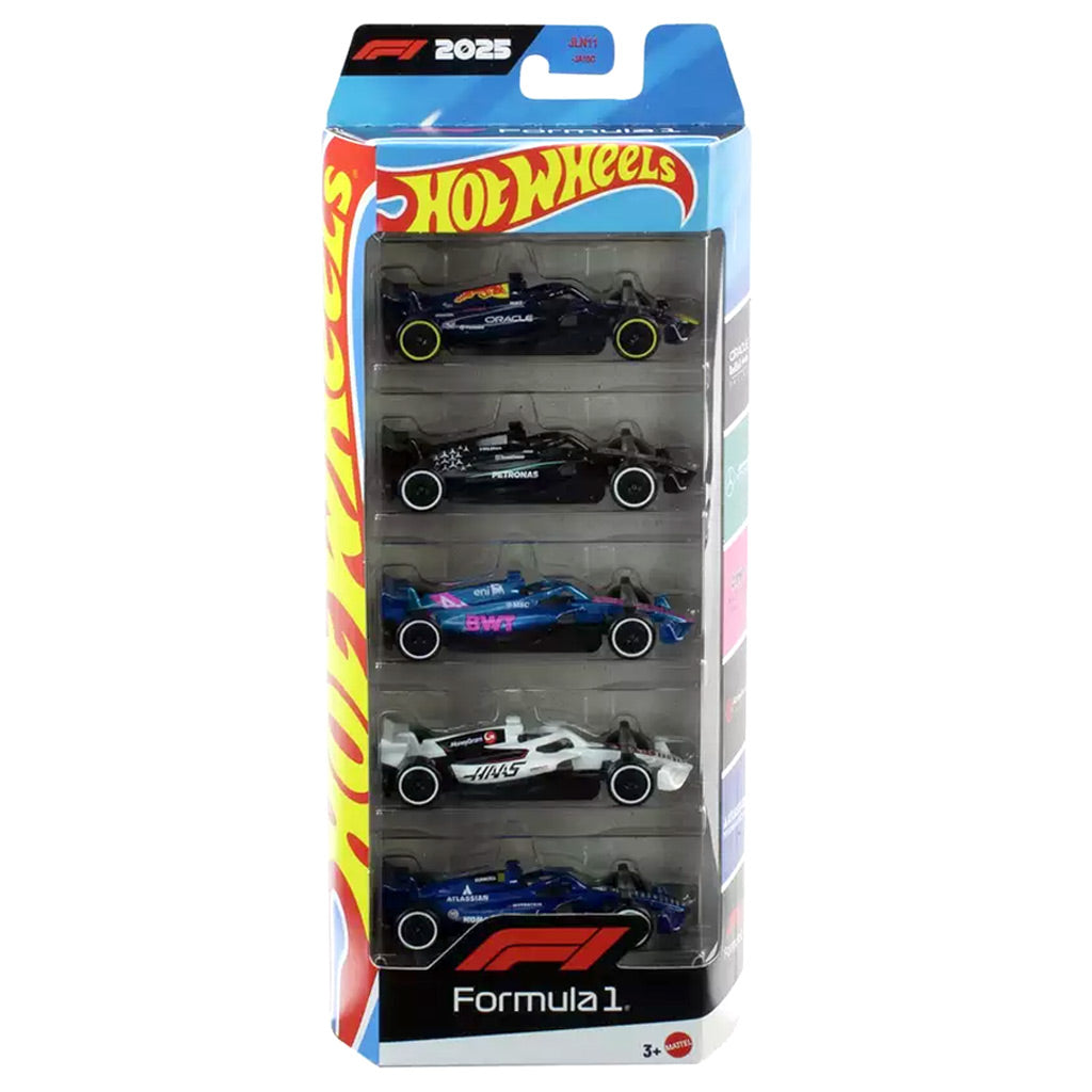 Hot Wheels 5 Pack F1 2025 (Red Bull, Mercedes, Alpine, Haas, Williams)