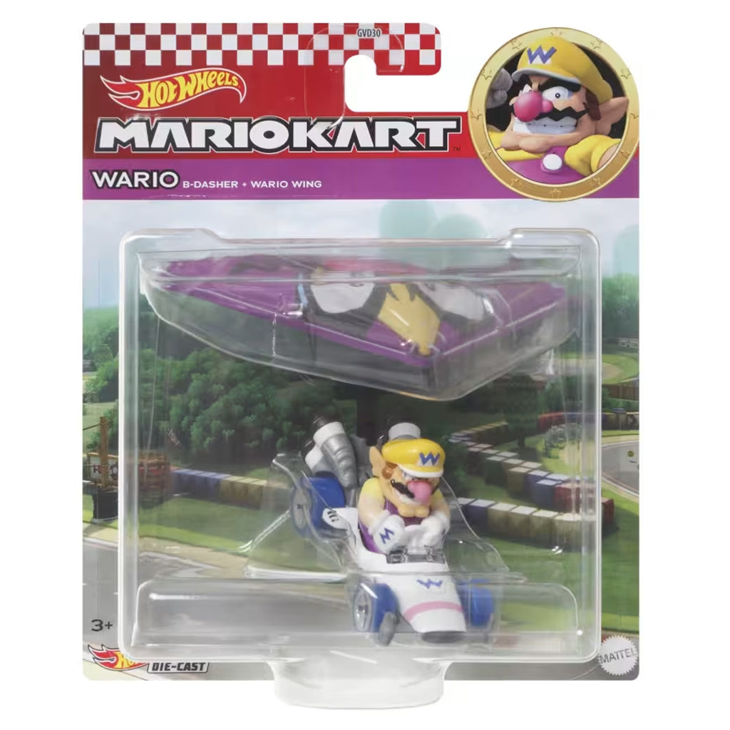 Hot Wheels Mario Kart Gliders - Wario (B-Dasher & Wing) (Card Bent)