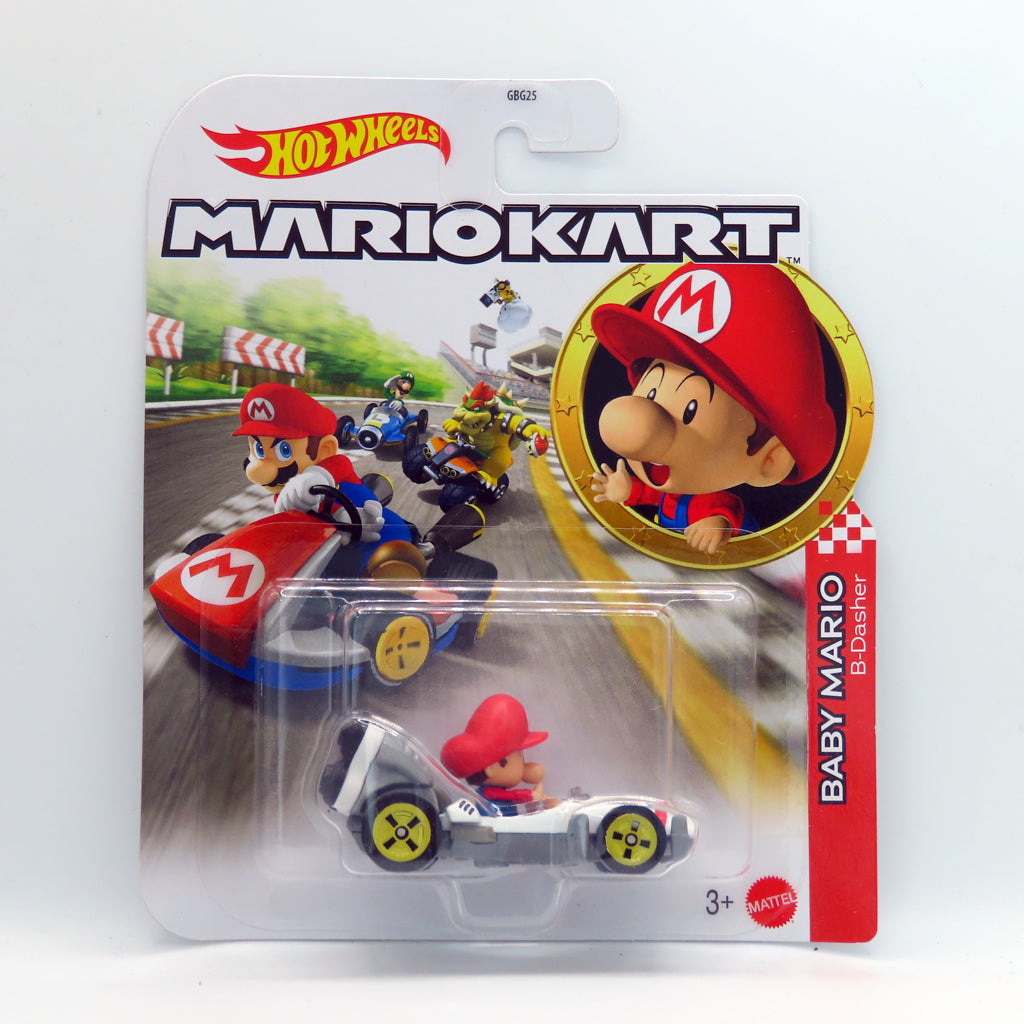 Hot Wheels Mario Kart - Baby Mario With B-Dasher Kart