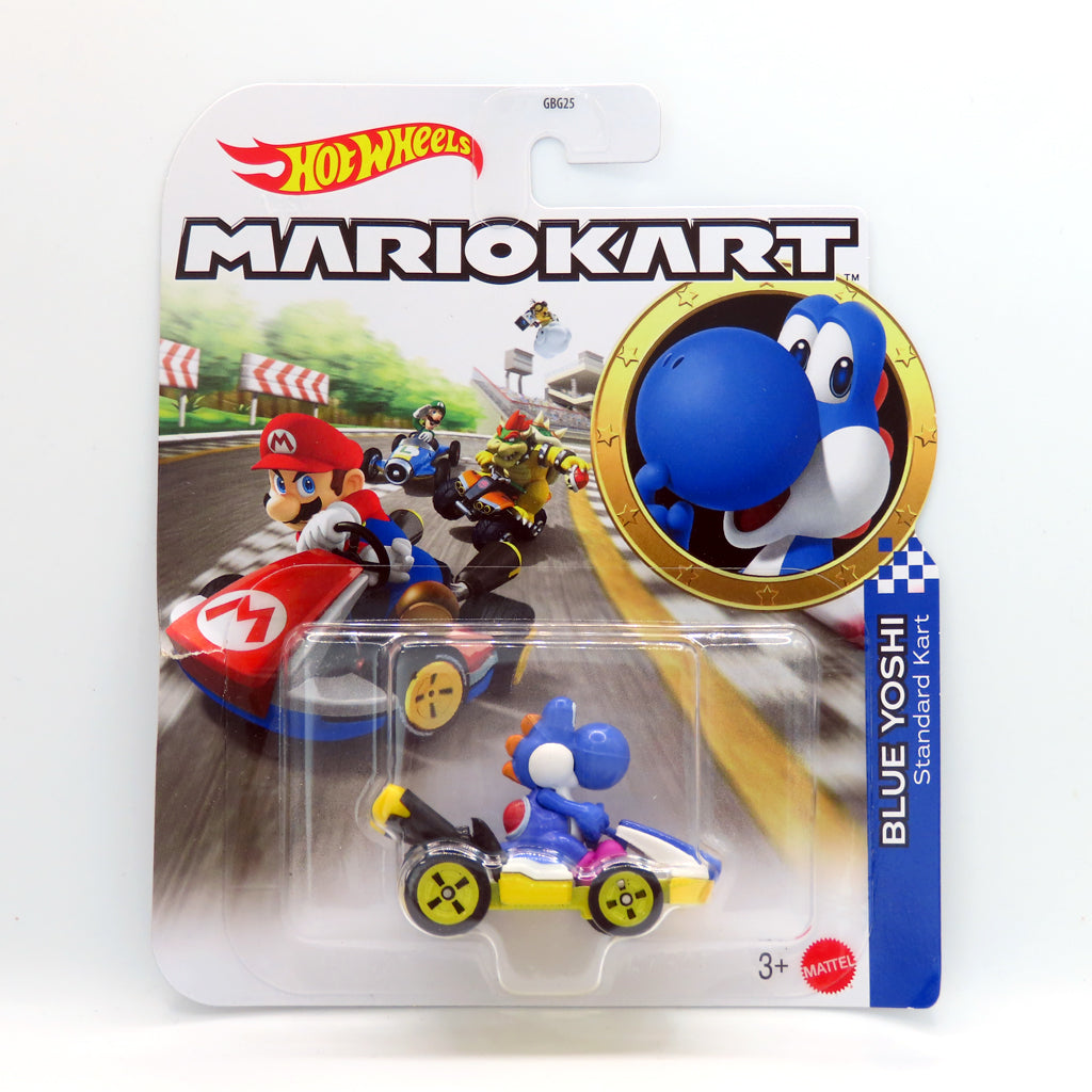 Hot Wheels Mario Kart - Blue Yoshi With Standard Kart