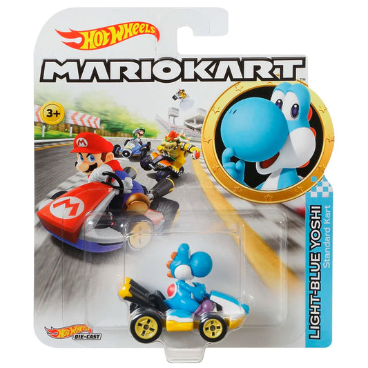 Hot Wheels Mario Kart - Light Blue Yoshi (Standard Kart)