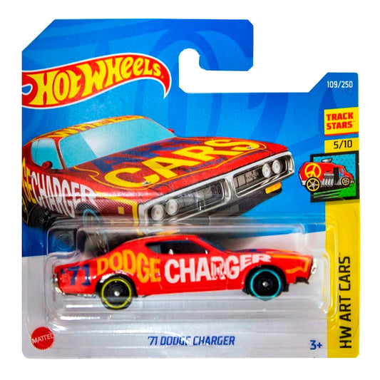 Hot Wheels - '71 Dodge Charger Red (SC) HW Art Cars (Creased Card)