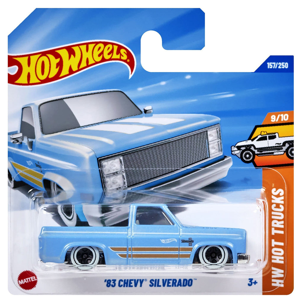 Hot Wheels - '83 Chevy Silverado Light Blue (SC) HYY91 (Card Creased)