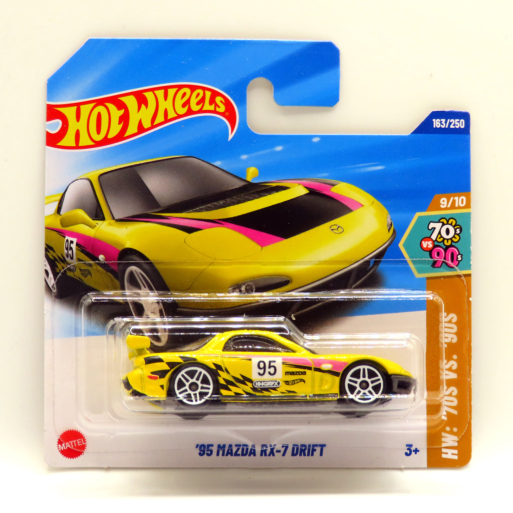 Hot Wheels - '95 Mazda RX-7 Drift Yellow (SC) (2025 HW 70s Vs 90s)