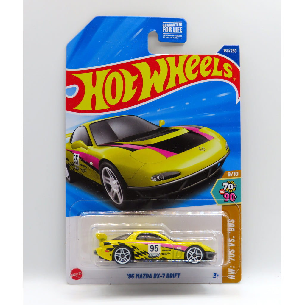 Hot Wheels - '95 Mazda RX-7 Drift Yellow (US LC) (2025 HW 70s Vs 90s)