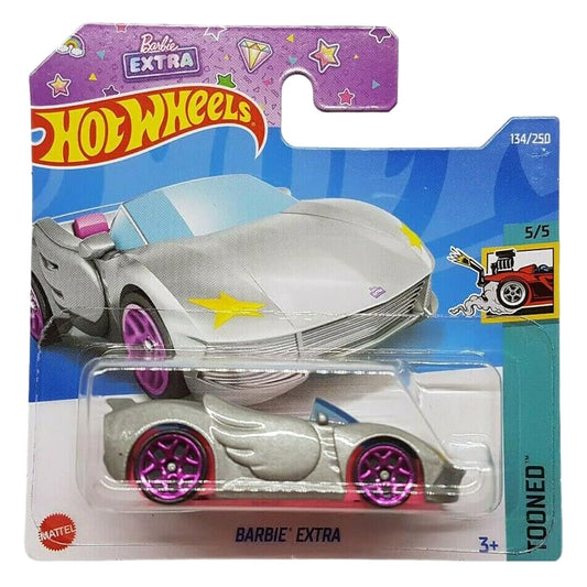 Hot Wheels - Barbie Extra Silver (SC) HCT35 (2022 Tooned) Card Creased