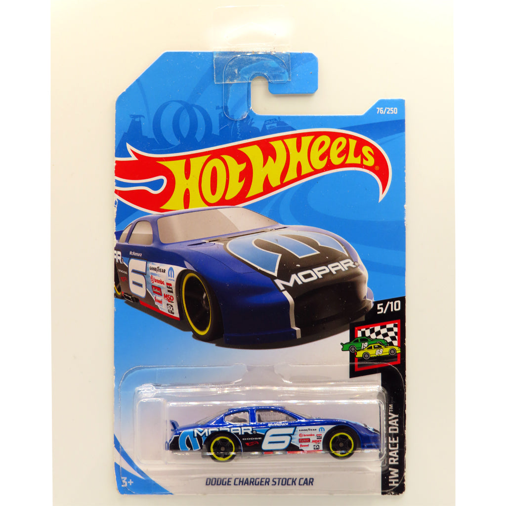 Hot Wheels - Dodge Charger Stock Car Blue (LC C/Strip) (Tatty Card)