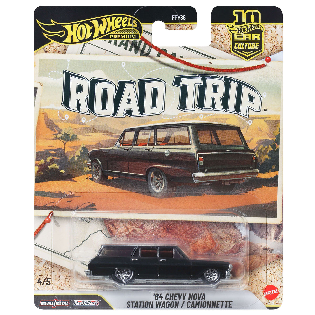 Hot Wheels Road Trip 2026 - 4/5 - '64 Chevy Nova Station Wagon Black