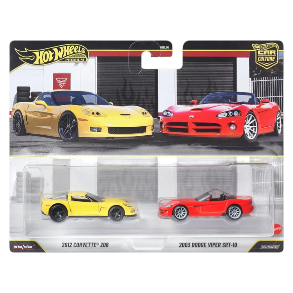 Hot Wheels Premium 2 Pack - 2012 Corvette Z06 & 2003 Dodge Viper SRT10
