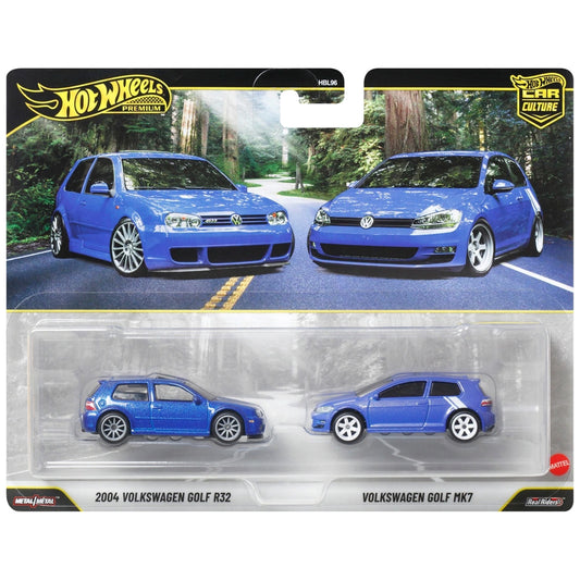 Hot Wheels Premium 2 Pack - Volkswagen Golf R32 & Volkswagen Golf Mk7