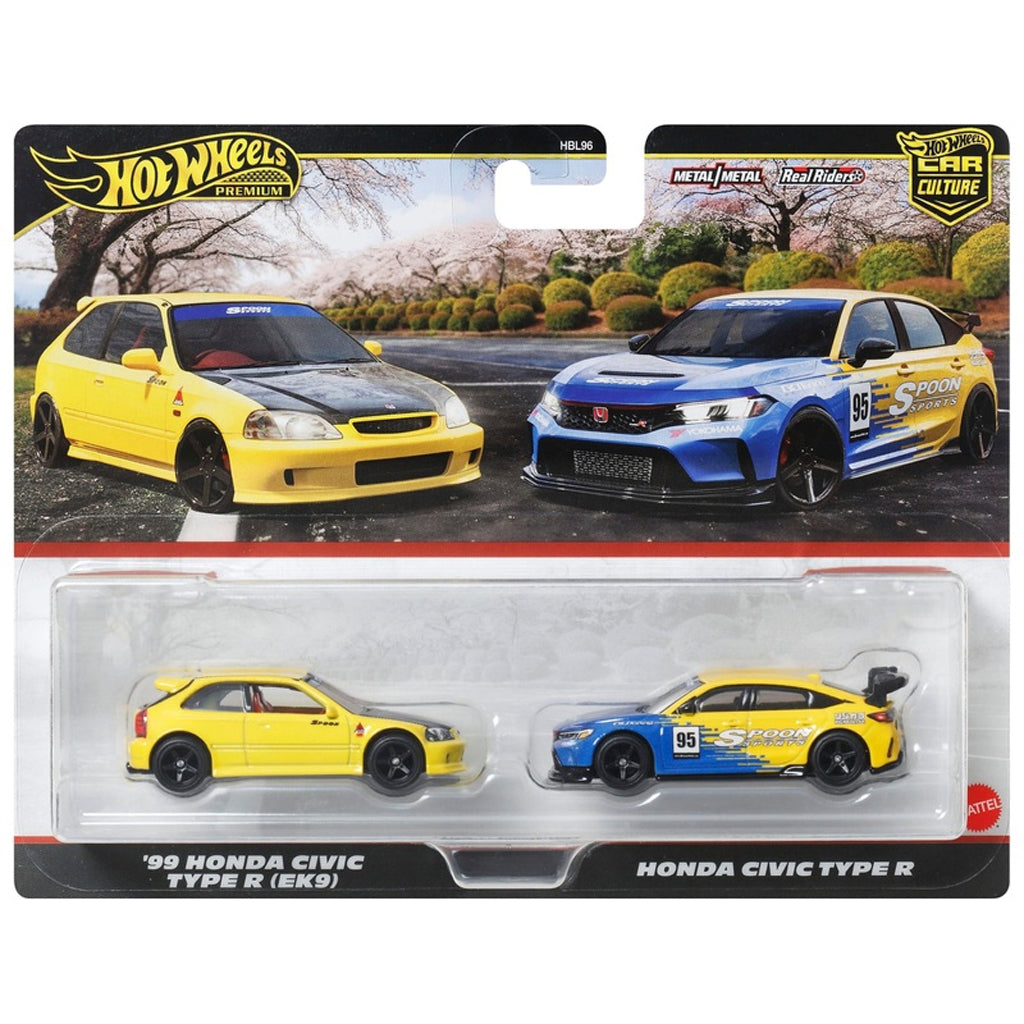 Hot Wheels Premium Twin Pack - 99 Honda Civic EK9 & Honda Civic Type-R