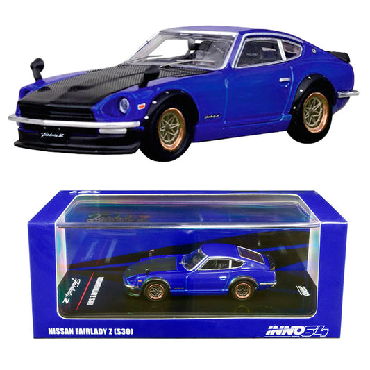 Inno64 Nissan Fairlady Z S30 (240Z) Blue With Carbon Bonnet (1/64)