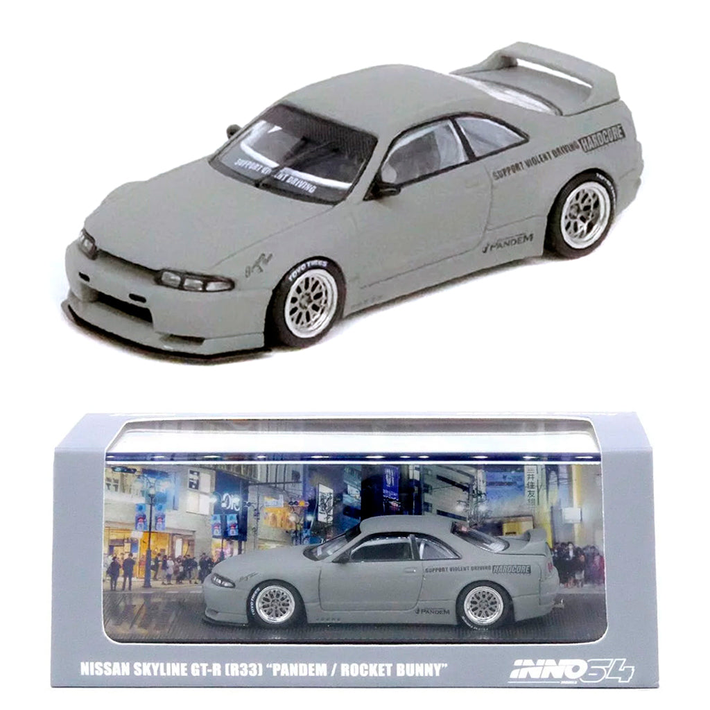 Inno Car Model R33 Inno64 Nissan Skyline GT-R R33 Pandem Rocket Bunny Cement Grey (1:64 ...