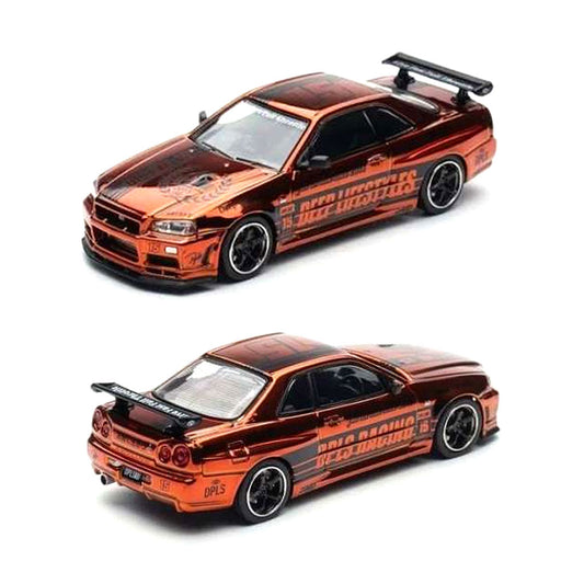 Inno64 Nissan Skyline GT-R R34 DPLS 10th Anniversary Chrome Orange