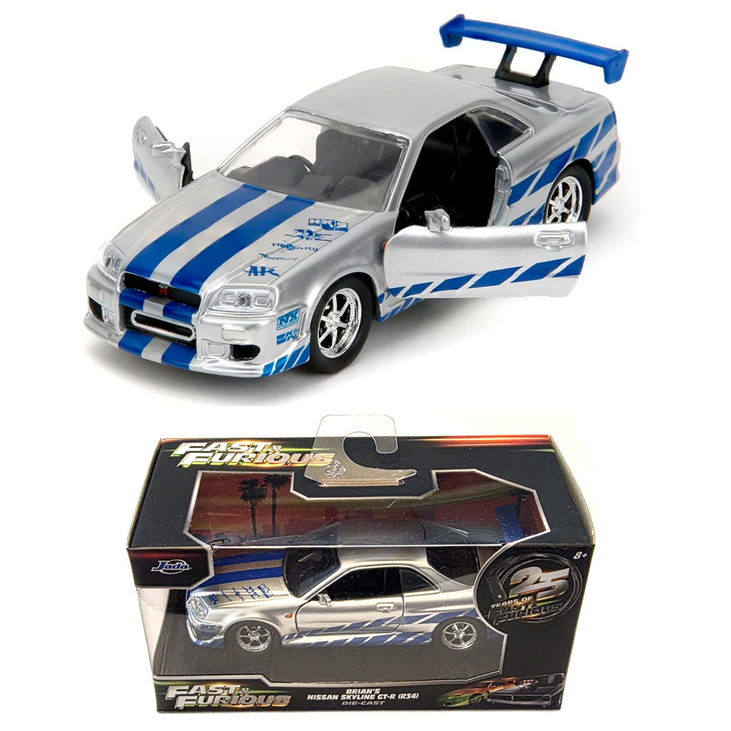 Jada Brian's Nissan Skyline GT-R R34 Silver - Fast & Furious (1:32)