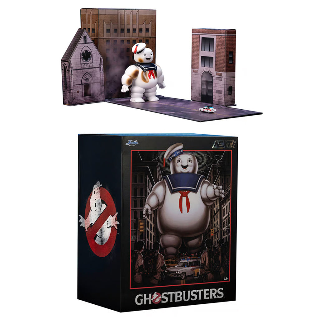 Jada Ghostbusters Nano Diorama Scene - Stay Puft With ECTO-1 Vehicle