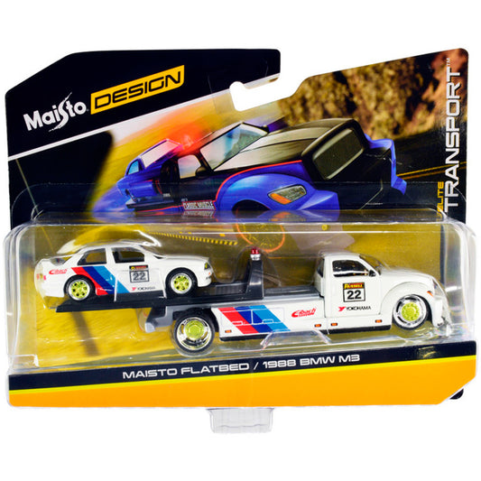 Maisto 1988 BMW M3 E30 With Flatbed Transporter (1/64) (Tatty Card)