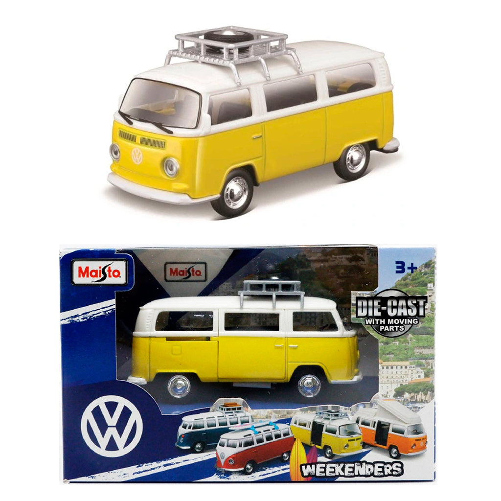 Maisto VW Samba Van With Roof Rack Yellow (Approx 1:40)
