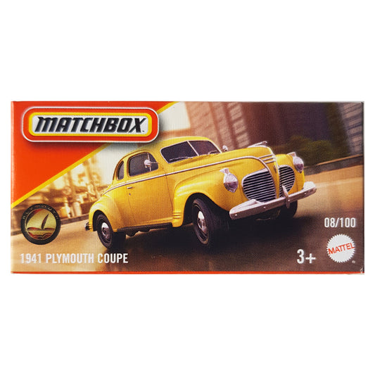 Matchbox Power Grabs - 1941 Plymouth Coupe Yellow (JFT04) (1:64 Scale)