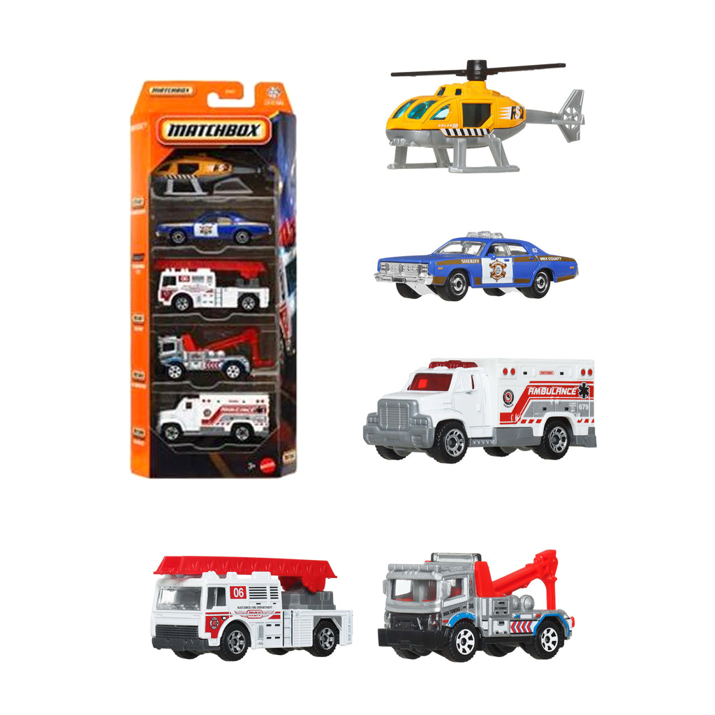 Matchbox 5 Car Gift Pack -  MBX Rescue V (JBX37)
