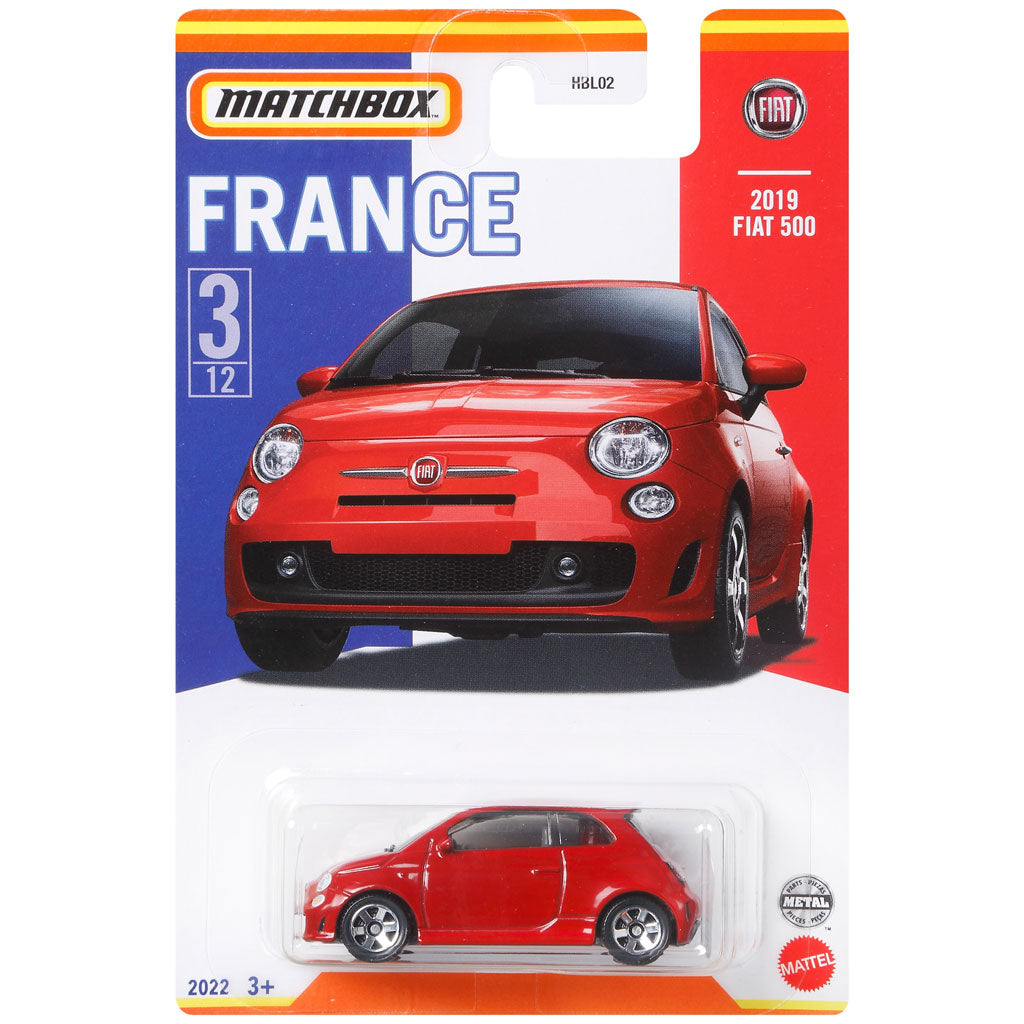 Matchbox Best Of France - 3/ 12 - 2019 Fiat 500 Red (HFH70) 1:64 Scale