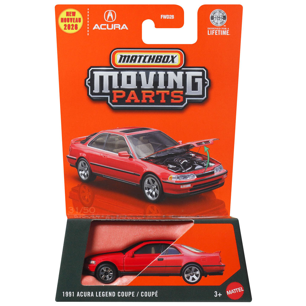 Matchbox Moving Parts 2026 - 1991 Acura Legend Coupe Red (JHV39)