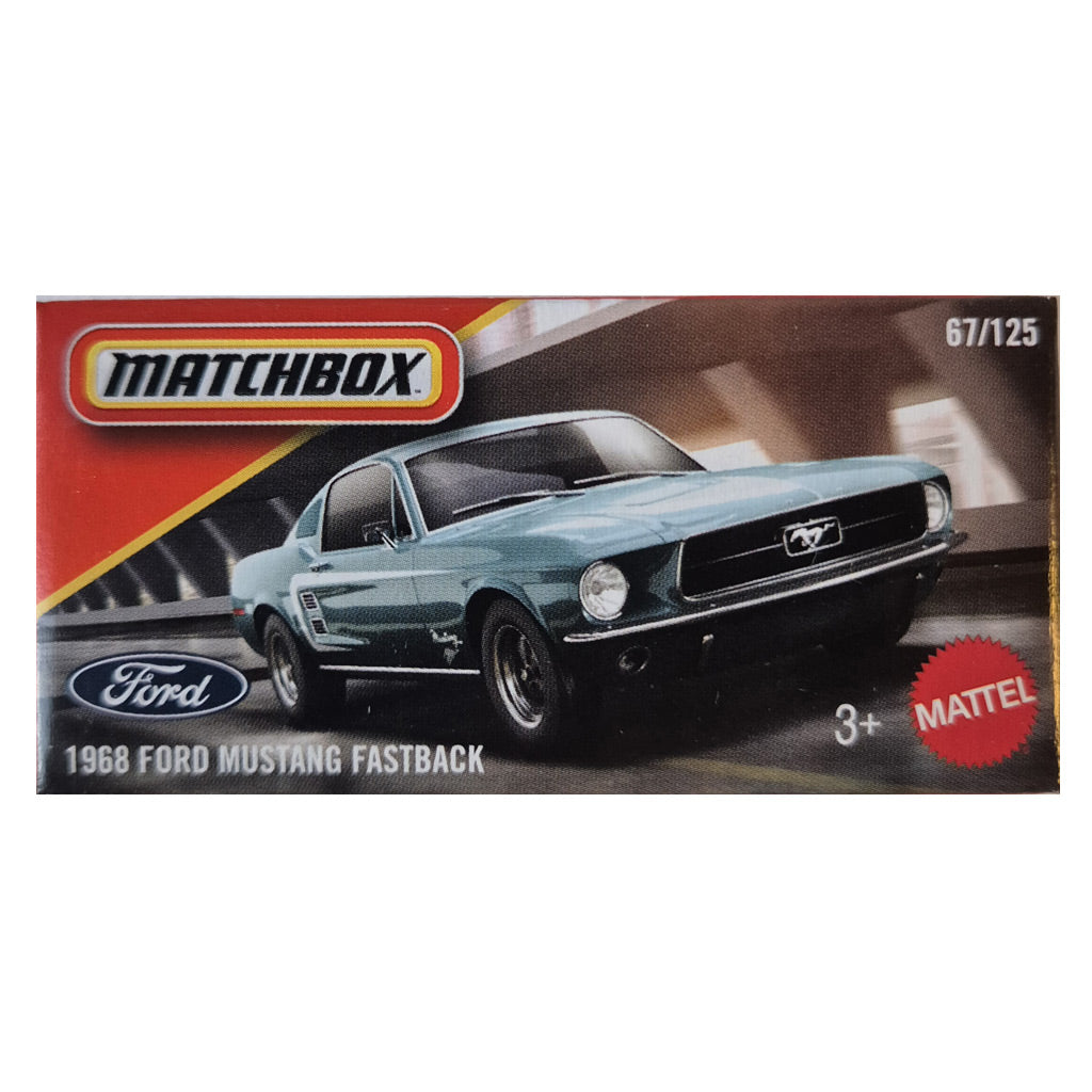 Matchbox Power Grabs - 1968 Ford Mustang Fastback Turquoise (JHP82)