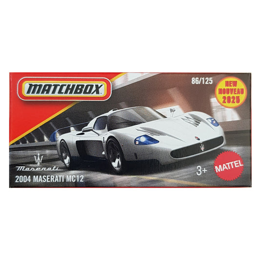 Matchbox Power Grabs - 2004 Maserati MC12 White (JBV05) (1:64 Scale)