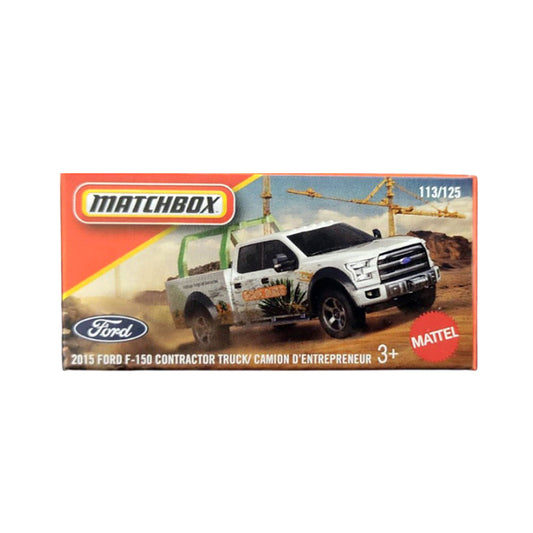 Matchbox Power Grabs - 2015 Ford F-150 Contractor Truck White (1:64)