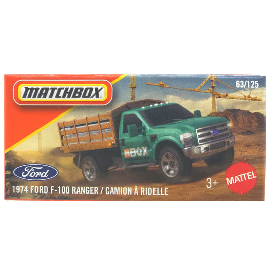 Matchbox Power Grabs - Ford F-350 Stake Bed Truck Green (Box Error)