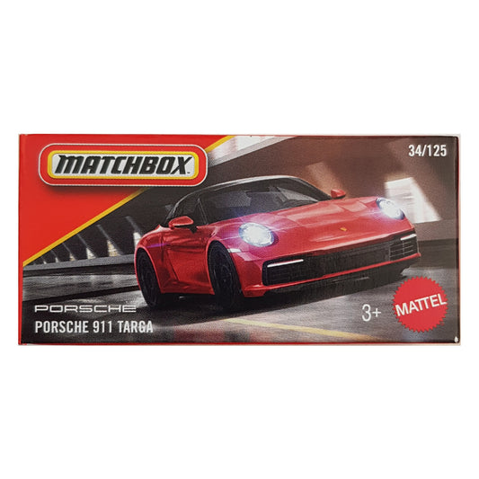 Matchbox Power Grabs - Porsche 911 Targa Red (JBV58) (1:64 Scale)
