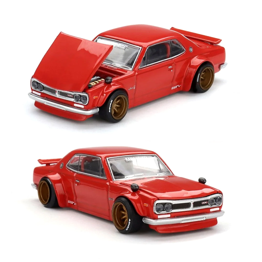Mini GT Nissan Skyline 2000GT-R Kaido Street V1 Red (175) (1:64 Scale)