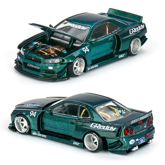 Mini GT Nissan Skyline GT-R R34 Kaido House GReddy V1 (074)(1:64)