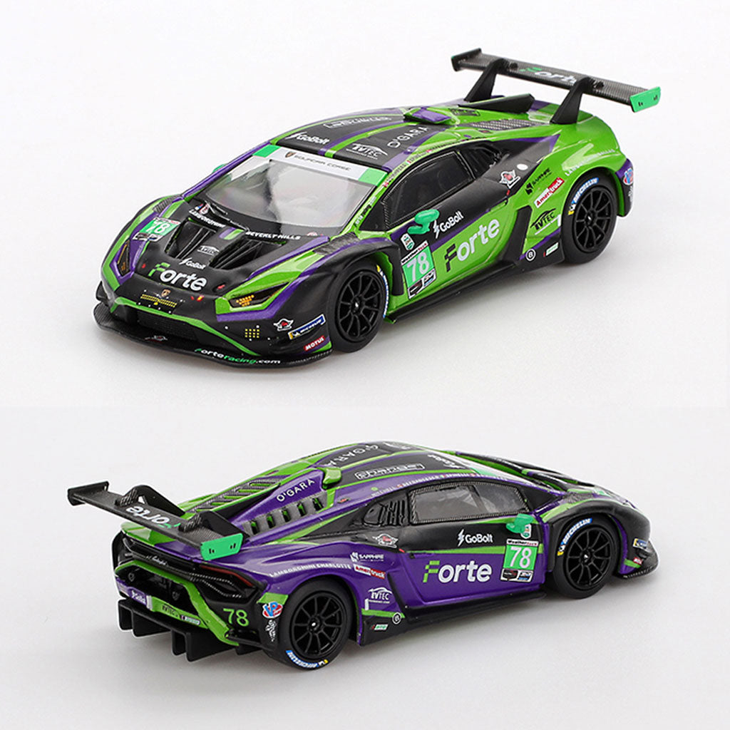 Mini GT Lamborghini Huracan GT3 Evo2 #78 Forte Racing 2024 IMSA (1062)