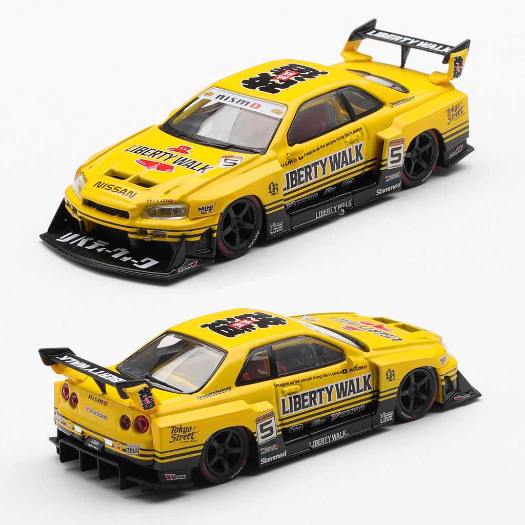 Mini GT Nissan LB-ER34 Super Silhouette Skyline Sport Yellow (1182)