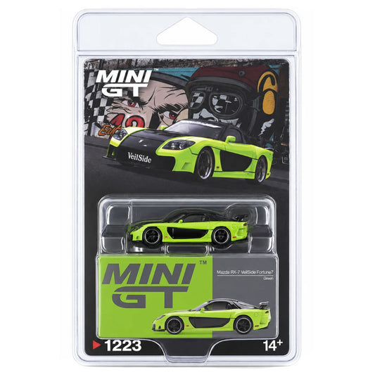 Mini GT Mazda RX-7 VeilSide Fortune7 Green / Black (1223) Blister Pack