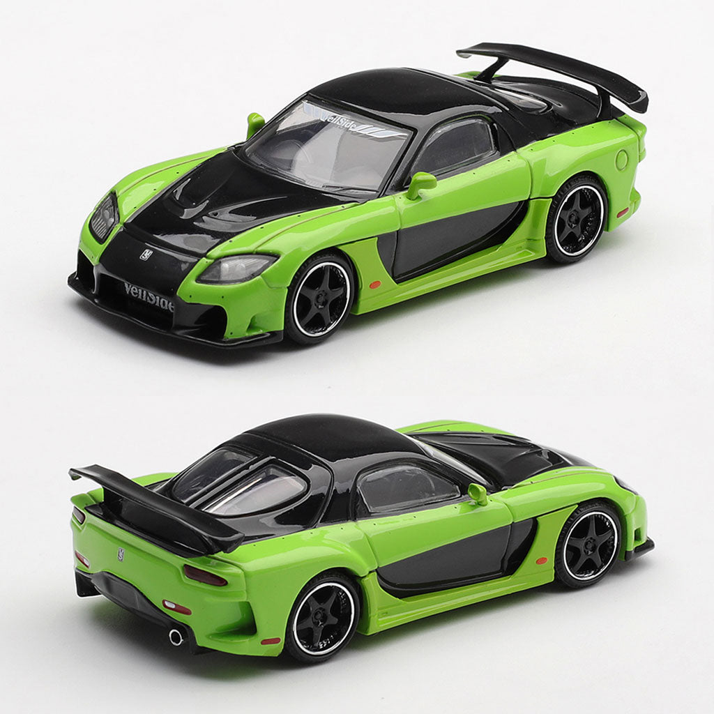 Mini GT Mazda RX-7 VeilSide Fortune7 Green / Black (1223) (1:64 Scale)
