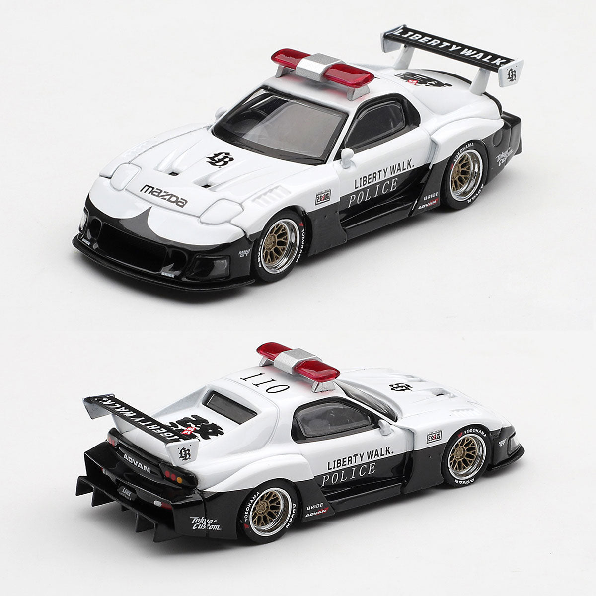 Mini GT Mazda RX-7 LB-Super Silhouette Police Car (1231) (1:64 Scale)