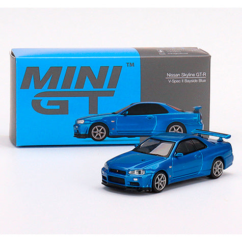 Mini GT Nissan Skyline GT-R R34 V-Spec II Bayside Blue (1/64) (341)