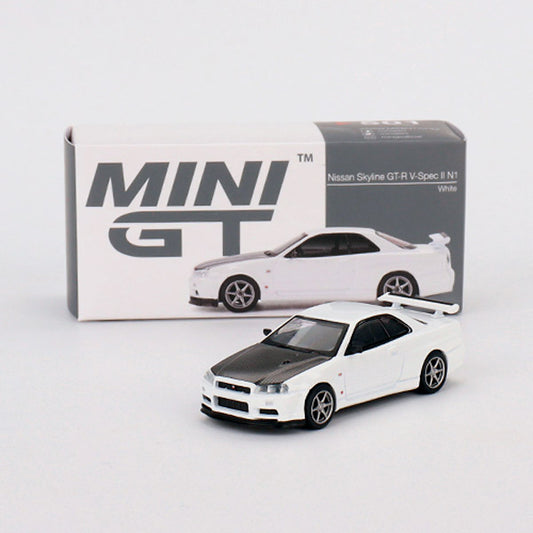 Mini GT Nissan Skyline GT-R R34 V-Spec II N1 White (501) (1:64)