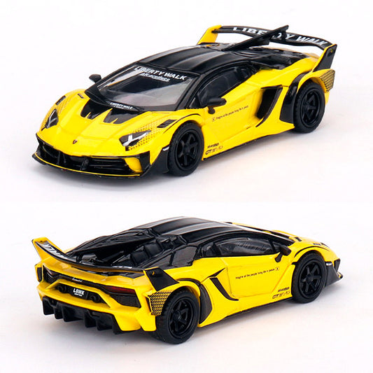 Mini GT LB Silhouette Works Lamborghini Aventador GT EVO Yellow (639) 1:64