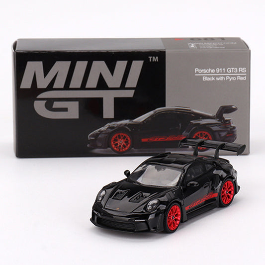 Mini GT Porsche 911 (992) GT3 RS Black With Pyro Red (681) (1:64)