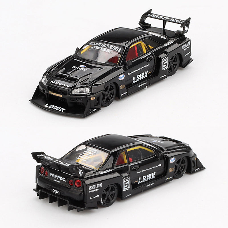 Mini GT Nissan LB-ER34 Super Silhouette Skyline LBWK Black (844) 1:64 ...