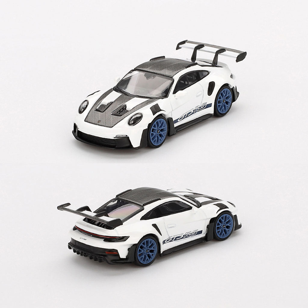 Mini GT Porsche 911 GT3 RS Weissach Package White / Blue (853) (1:64)