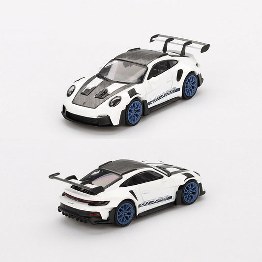 Mini GT Porsche 911 GT3 RS Weissach Package White / Blue (853) (1:64)