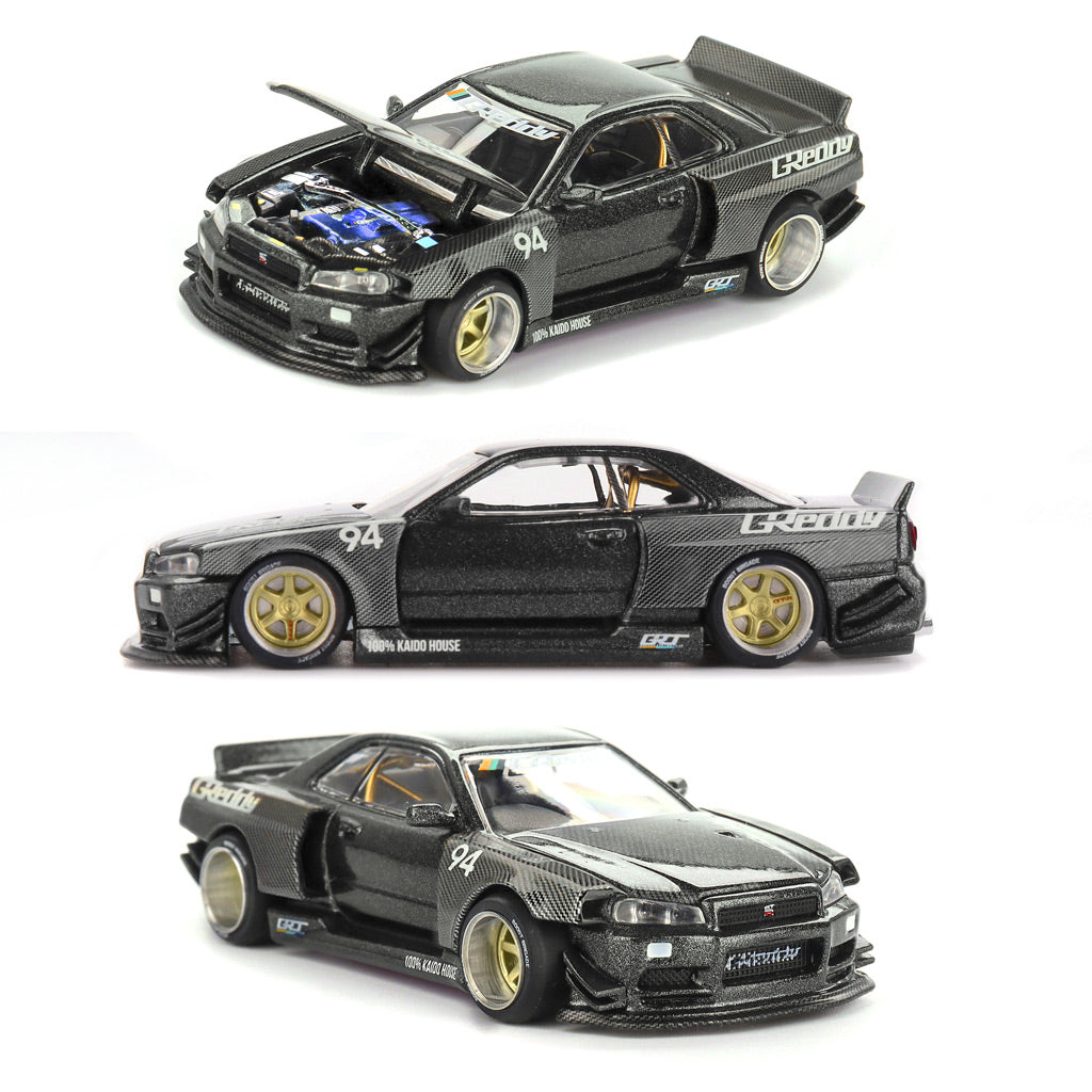 Mini GT Nissan Skyline GT-R R34 Kaido Works V2 GReddy (222) (1:64)