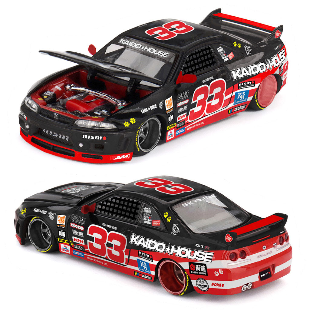 Mini GT Nissan Skyline GT-R R33 Black Kaido Cat (276) (1:64 Scale)