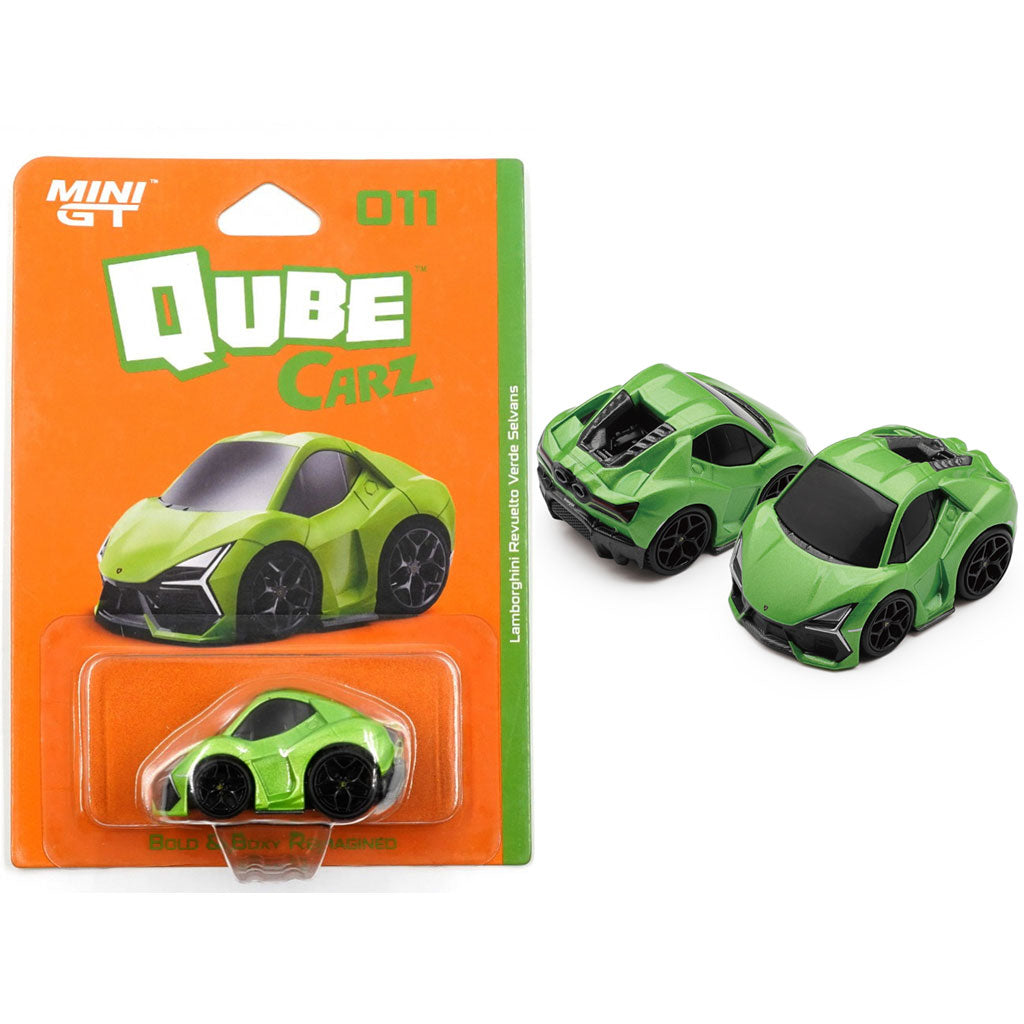 Mini GT Qube Carz - 011 - Lamborghini Revuelto Verde Selvans Green
