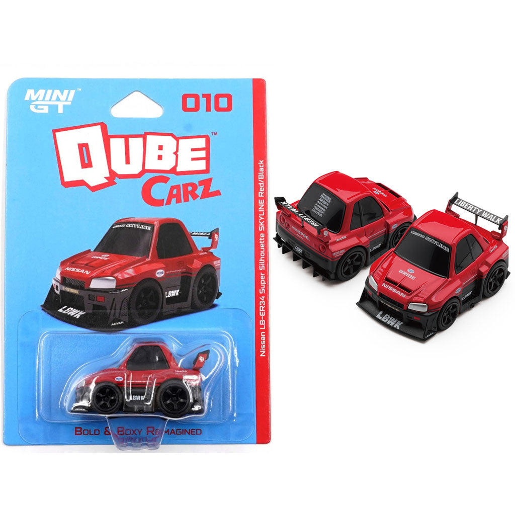 Mini GT Qube Carz - 010 - Nissan LB-ER34 Super Silhouette Skyline Red