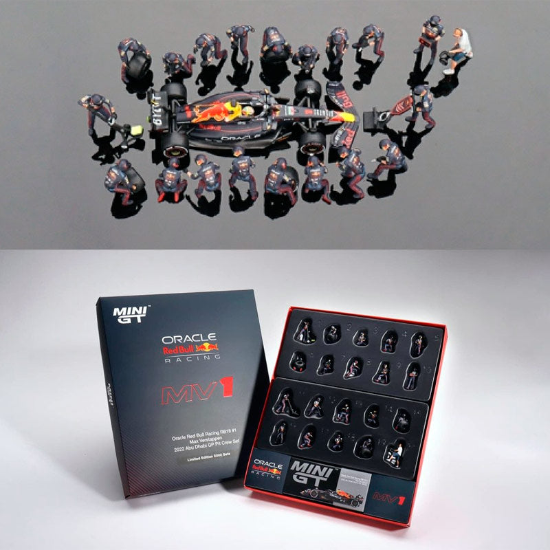 Mini GT Red Bull RB18 #1 Verstappen 2022 Car & Pit Crew Set (1:64)